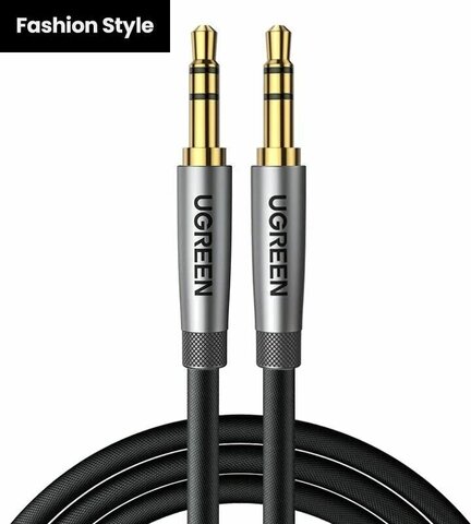 Кабель UGREEN AV150 (50355) 3.5мм Male to Male Alu Case Braid Audio Cable 1м серебряный-серый