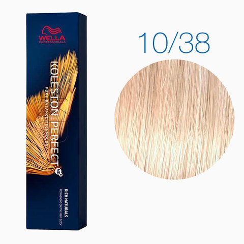 Wella Koleston Rich Naturals 10/38 (Яркий блонд золотисто-жемчужный Пудровый экрю) - Стойкая краска для волос