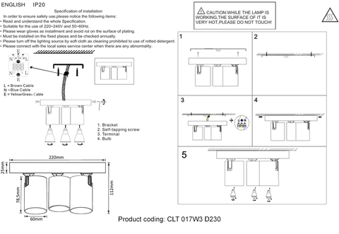 Потолочный светильник Crystal Lux CLT 017W3 D230 WH