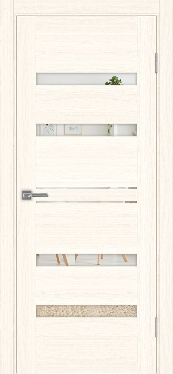 Дверь межкомнатная Оптима Порте Турин 561.12, цвет светлый ясень, экошпон, зеркало