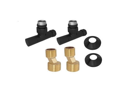 Aquatek AQ 1020BL Комплект 2шт.: вентиль круглый г/ш 3/4х1/2, эксцентрик 3/4х1/2, отражатель 3/4, цвет черный муар