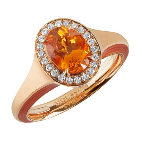 Кольцо со Спессартином и Бриллиантами, Эмаль, R0143-0/6