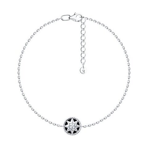 Браслет из серебра ROSE de VENTS с подвеской белый /черный