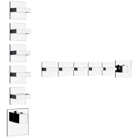 Gessi Rettangolo Встраиваемый термостат, подключение на 3/4”, с 5ю независимыми выходами(внешние части), цвет: хром 43220#031