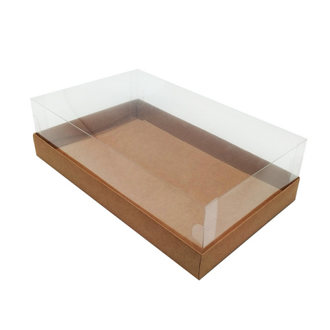 Коробка для пирожных с прозрачной пластиковой крышкой 250х150х70мм.