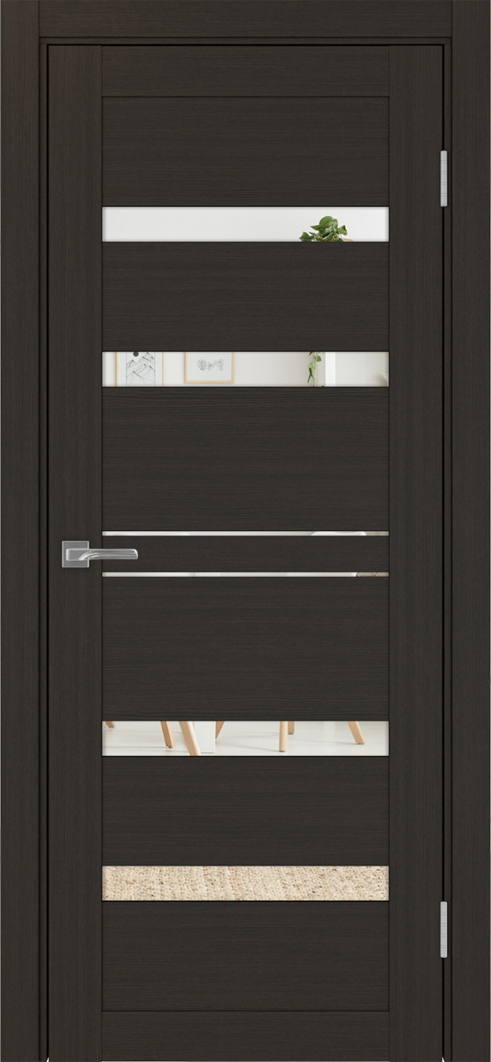 Дверь межкомнатная Оптима Порте Турин 561.12, цвет венге, экошпон, зеркало