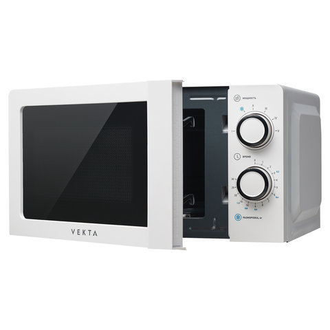 Микроволновая печь VEKTA MS720CHW, объем 20 л, мощность 700 Вт, механическое управление, таймер, белая