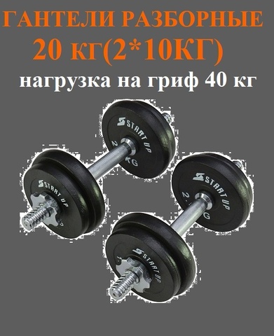 Набор гантелей UP HD2601-20 в карт. коробке 20кг (2*10кг)