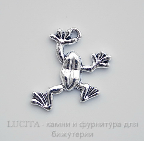 Подвеска "Лягушка" (цвет - античное серебро) 25х19 мм