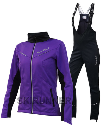 Женский утеплённый лыжный костюм Nordski Premium 2018 Violet-Black с высокой спинкой