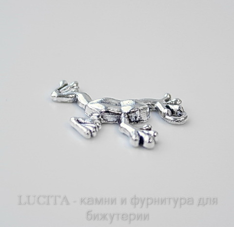 Подвеска "Лягушка" (цвет - античное серебро) 25х19 мм
