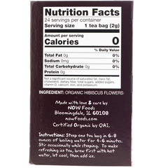 Now Foods, Настоящий органический чай, Organically Hip Hibiscus, без кофеина, 24 чайных пакетика, 48 г (1,7 унции)