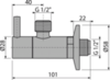 Угловой вентиль с фильтром 1/2" × 1/2", круглый, хром, арт.ARV003