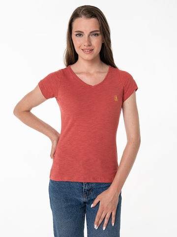 Женская футболка «Великоросс» терракотового цвета