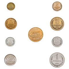 Extremely Rare USSR Coins, 1965, 1, 2, 3, 5, 10, 15, 20 Kopecks, 1 Ruble + Jeton LMD (Uncirculated)