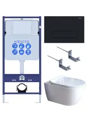 Aquatek SET Aquatek ПОЛАРИС-01-017 4в1 SET Aquatek ПОЛАРИС (рама Aquatek Standard INS-0000012+унитаз ПОЛАРИС AQ0700-01 с тонким сиденьем soft-close+ крепеж KKI-0000002 +панель KDI-0000017) фото