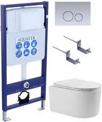 Aquatek SET Aquatek МИЯ-019 4в1 SET Aquatek МИЯ 4в1 (рама Aquatek Standard INS-0000012+ кркпеж KKI-0000002+клавиша KDI-0000019+унитаз МИЯ AQ2004-00 с тонким сиденьем soft-close фото