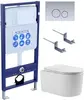 Aquatek SET Aquatek МИЯ-019 4в1 SET Aquatek МИЯ 4в1 (рама Aquatek Standard INS-0000012+ кркпеж KKI-0000002+клавиша KDI-0000019+унитаз МИЯ AQ2004-00 с тонким сиденьем soft-close