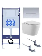 Aquatek SET Aquatek ВЕГА-1905-014 SET Aquatek ВЕГА-1905-014 (рама Aquatek Standard INS-0000012 с клавишей KDI-0000014 и крепежом KKI-0000002+унитаз ВЕГА AQ1905-00 с тонким сиденьем sc фото