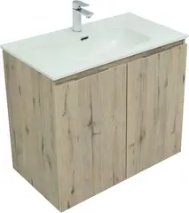 Aquanet 274109 Тумба с раковиной Алвита new 80 подвесная 2 дв. цв.дуб веллингтон белый (274109) фото