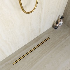 RGW 79215440-06 Душевой трап RGW SDR-54Gb-40 однолинейный щелевой 400 Золото браш ? 50 мм сифон + ножки, под плитку фото