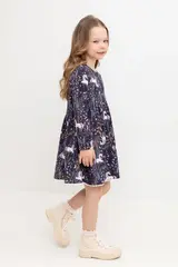 платье  для девочки  КР 5720/дымчато-синий,лесная тайна к533