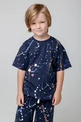 фуфайка  для мальчика  КР 302006/индиго,космические брызги