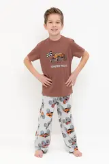 пижама  для мальчика  К 1599/медно-коричневый,машины