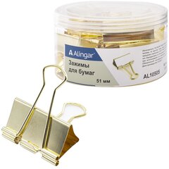 
          Зажимы для бумаг 51 мм, Alingar, золото, уп. 12 шт