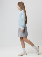 юбка  для девочки  КР 7153/серый 3911 к655