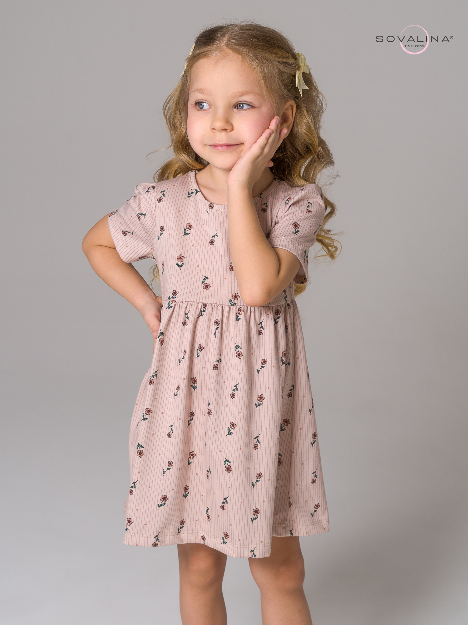 Платье Аленка к/р SG полосатые цветочки