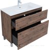 Aquanet 345682 Тумба с раковиной Алвита new 100 (Flash) напольная 2 ящ. цв.дуб веллингтон табак (345682)