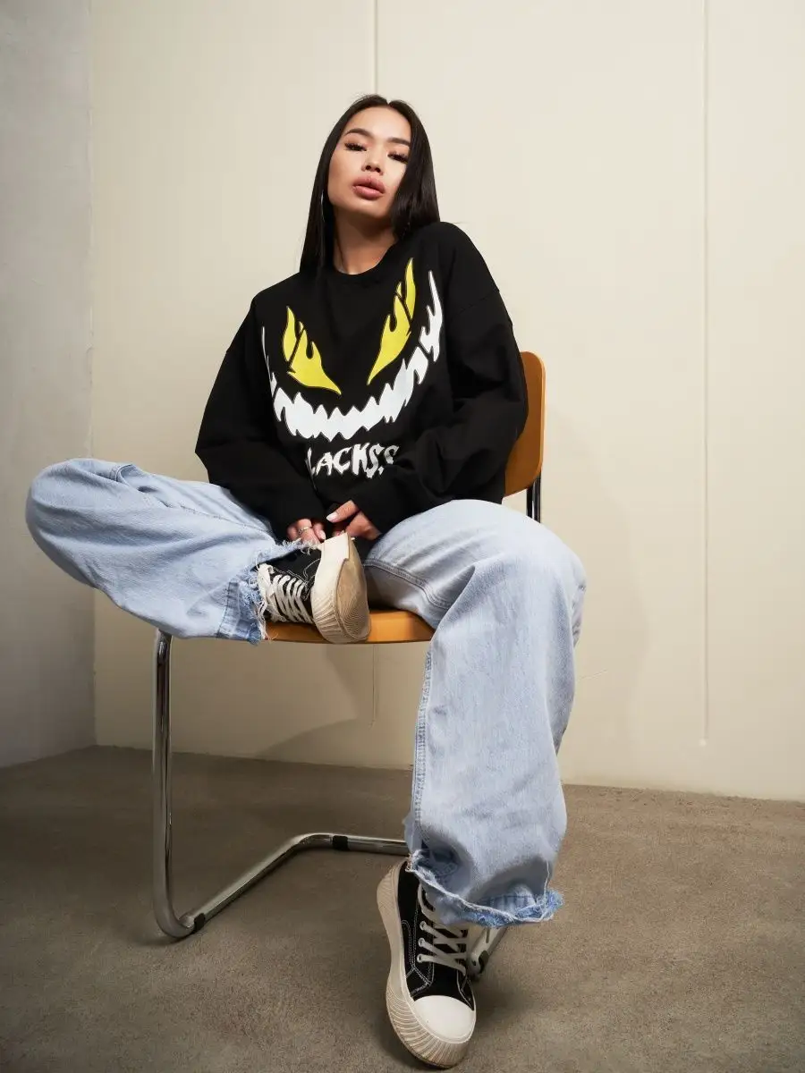 Лонгслив оверсайз женский мужской спортивный с принтом аниме