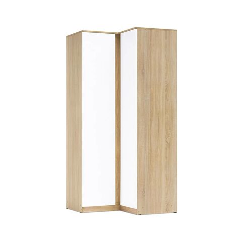 Челси Шкаф угловой прямой (Белый глянец холодный, дуб сонома)