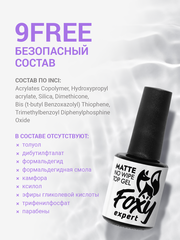 Топ для ногтей без липкого слоя матовый без УФ-фильтра (No wipe top gel MATTE), 10 ml