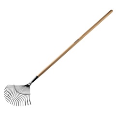 GRINDA GP-22F, 400 х 260 х 1500 мм, 22 плоских зубца, стальная рабочая часть, черенок из дерева высш. сорт, веерные грабли (39593)