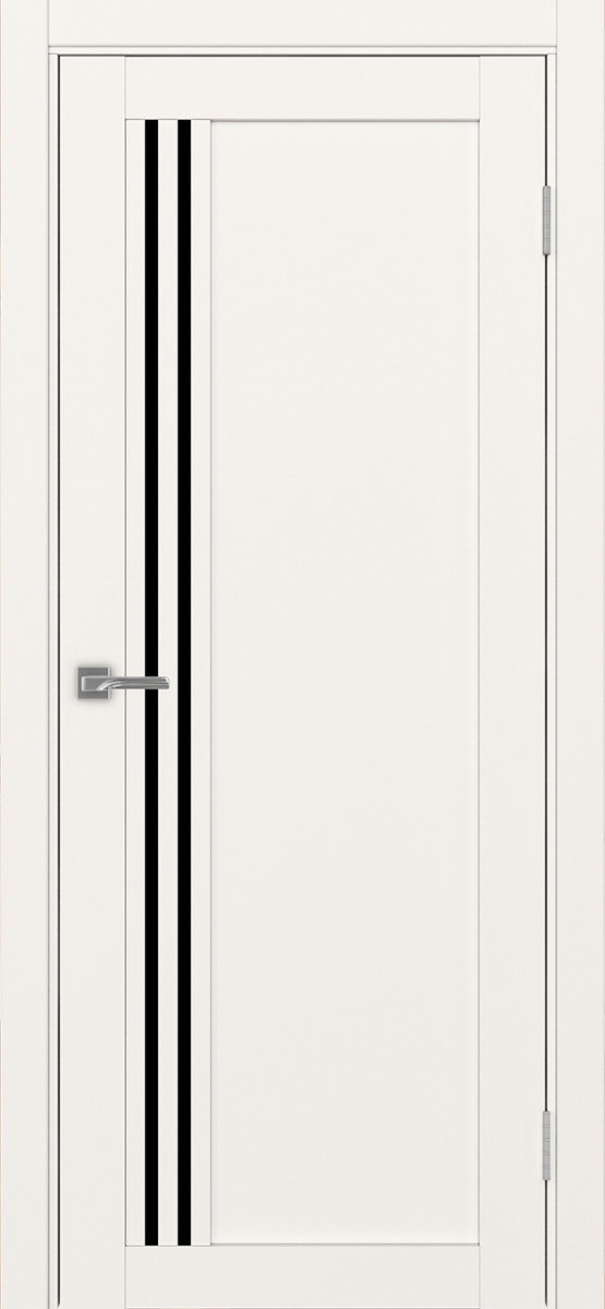 Дверь межкомнатная Оптима Порте Турин 555.21, цвет бежевый, экошпон, стекло лакобель черное