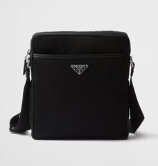 Сумка Prada на плечо из нейлона и сафьяно, черный