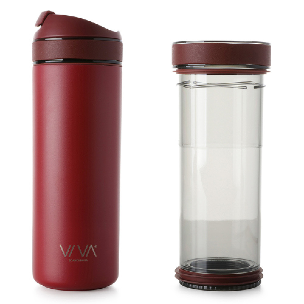 Тамблер для заваривания чая с функцией контроля SmartBrew, Viva Scandinavia "Recharge" 460 мл, бордовый