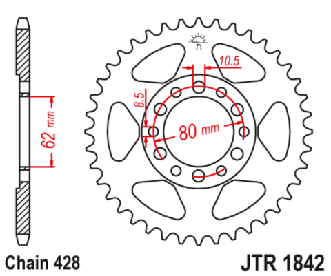 Звезда ведомая для мотоцикла JTR1842.49