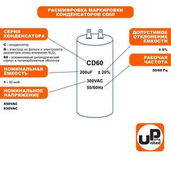 Конденсатор UNITED PARTS CD60, 150 мкФ ,250В, клеммы (90-1011)