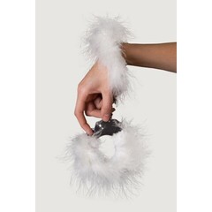 Металлические наручники с белыми перьями Adrien Lastic