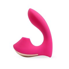 Розовый  L-образный вибромассажёр с вакуумной стимуляцией 3,5’’ Silicone Billow Suction Lover - 