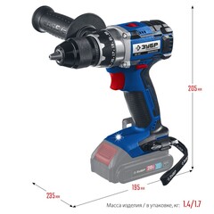 ЗУБР Т7, 20 В, 70 Н·м, без АКБ, бесщеточная дрель-шуруповерт, Профессионал (DB-201)