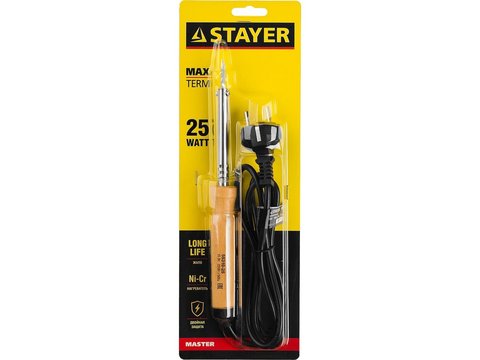 STAYER MAXTerm 25Вт конус, Электропаяльник с деревянной рукояткой (55310-25)