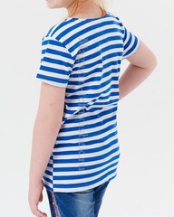 Купить футболку-тельняшку с голубой полосой - Магазин тельняшек.ру 8-800-700-93-18Футболка-тельняшка детская (голубая полоса) в Магазине тельняшек