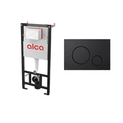 Alcaplast AM101/1120-4:1 RU M678-0001 Сет 4в1 Инсталляция+крепл.+шумоизоляция+кнопка M678 черн.мат (301105) фото