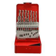 Набор сверл по металлу 1-10мм 19шт DIN338 HSS-G 118° (мет. кейс) H-Tools Pro 214214PRO