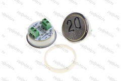 Кнопка (кнопочный модуль) EA2406S-S-W "20 этаж", круглая, статическая белая подсветка, Брайль