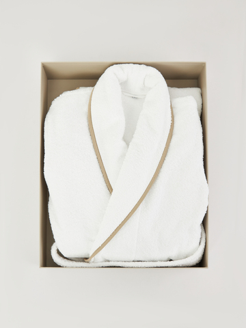 Халат Claire Batiste Atelier Шаль белый с бежевым кантом